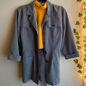 Vintage sage green suede blazer with tie